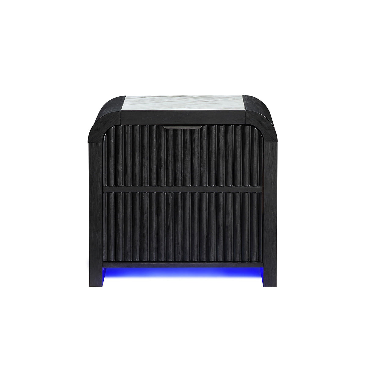 Accent Nightstand with Cooler, Speaker, and LED Light – Black White