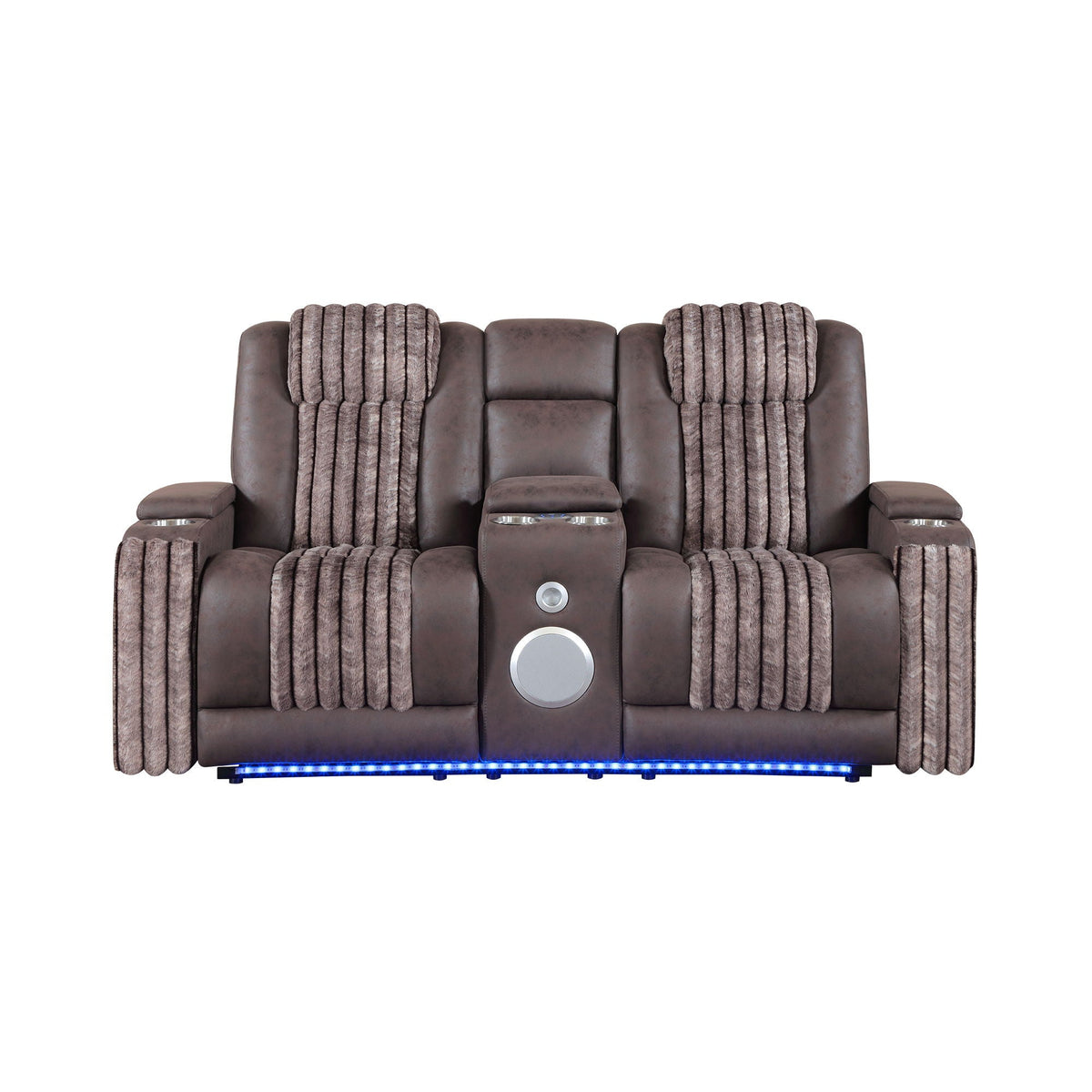 Power Reclining Loveseat with Bluetooth Speaker and Power Headrest - Black, Dark Brown, Dark Gray