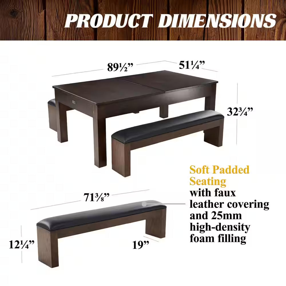 Monteray 7.5 Ft Slate-Tech Pool Table 3-In-1 with Billiards, Table Tennis and Dining Tops, Accessories, Storage Cart