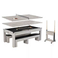 Monteray 7' Drop Pocket Pool Table, 3-In-1 Dining Top and Table Tennis with Game Accessories