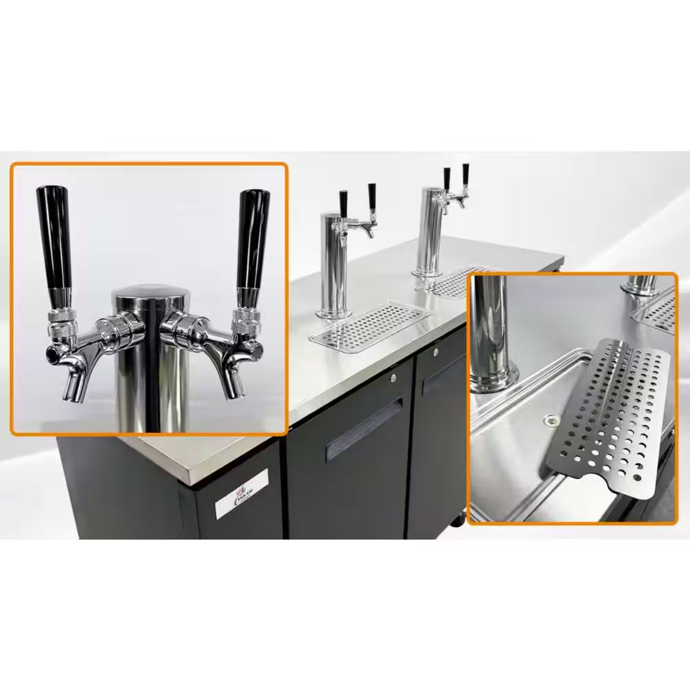 Four Taps per Tower Three 1/2 In. Barrel Keg Dispenser Kegerator with Two Towers