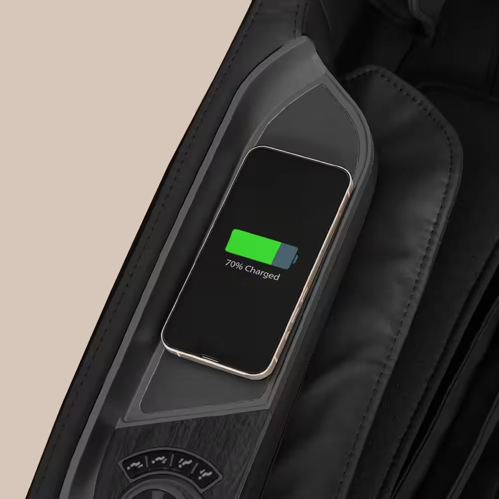 Pro 8500 MAX Black Faux Leather Reclining 4D Massage Chair with Zero Gravity, Heated Lumbar, Extended Dual Rail Tracks