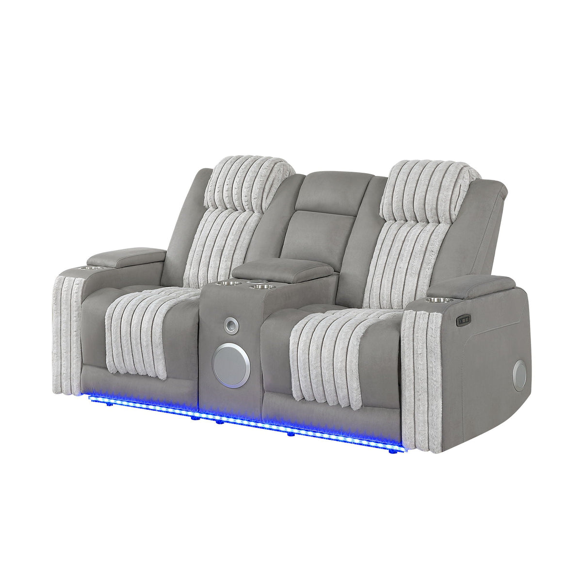 Power Reclining Loveseat with Bluetooth Speaker and Power Headrest - Black, Dark Brown, Dark Gray