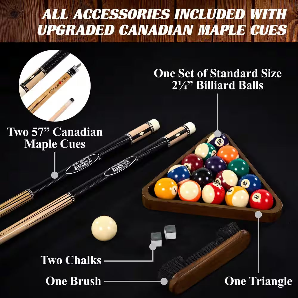 Premium 8 Ft. Slate-Tech Urban Billiard Table with Table Cover, Cue Sticks and Pool Balls