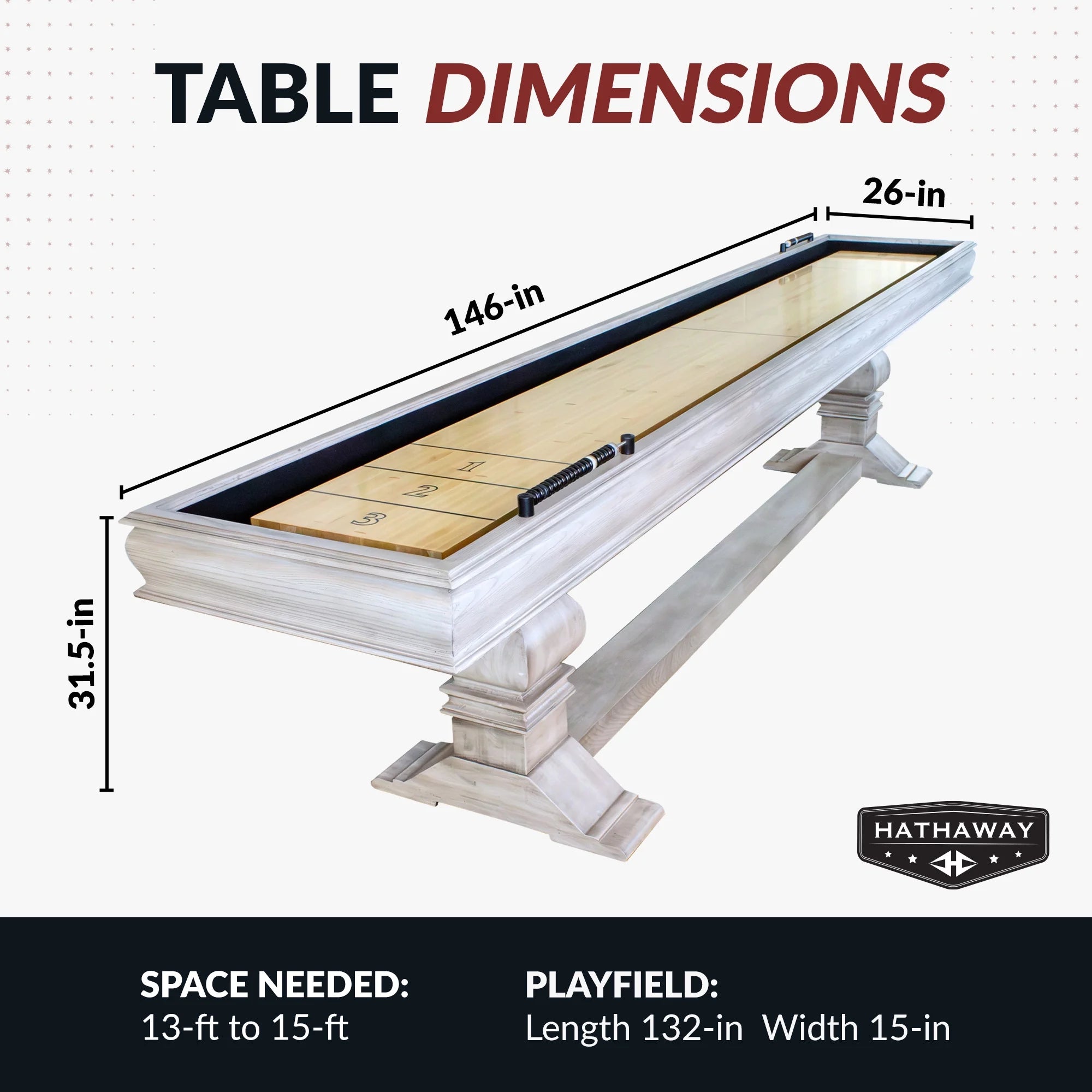 Montecito 12 Ft. Shuffleboard Table, 146-In L X 26-In W, Driftwood