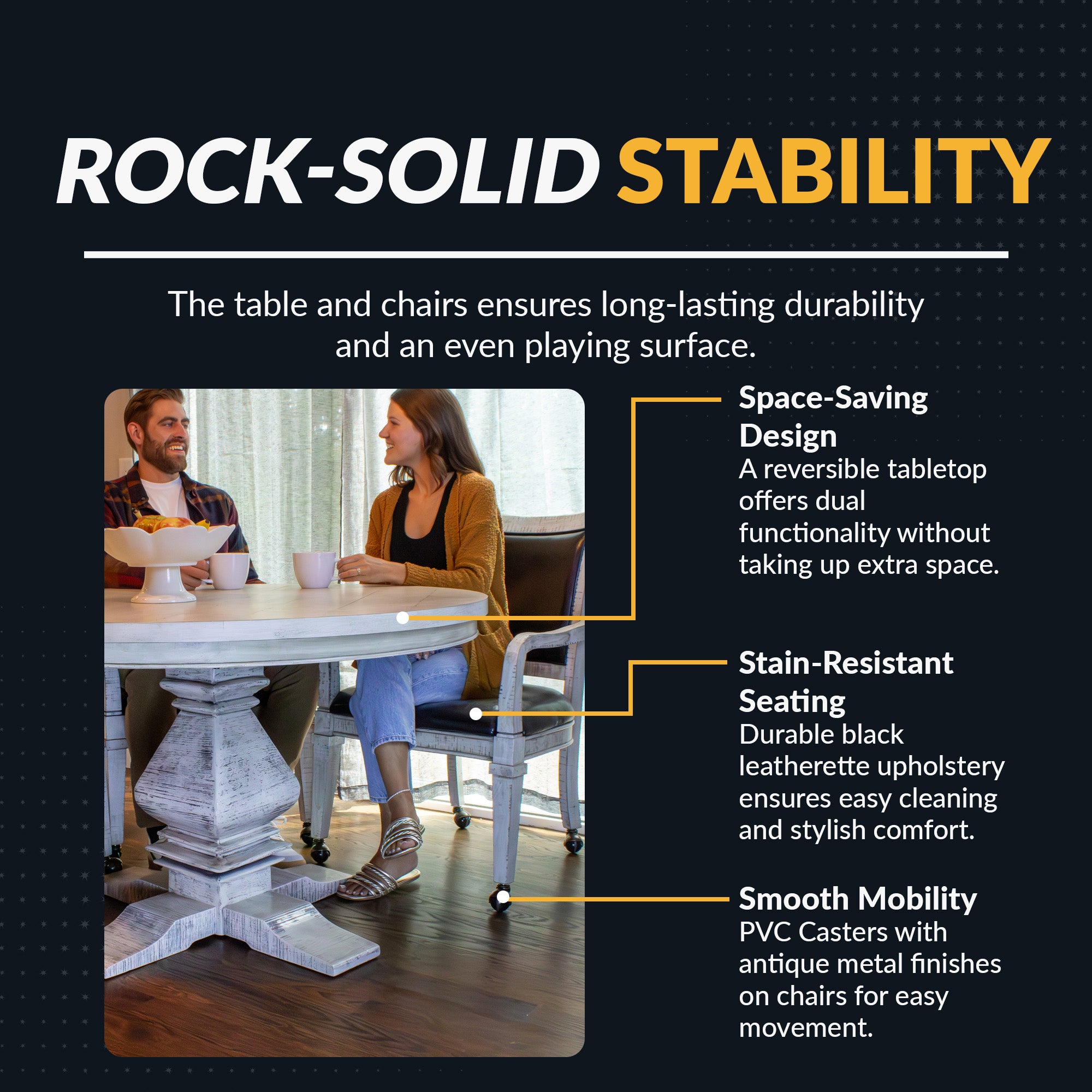 Montecito Dining and Poker Table Set - Driftwood