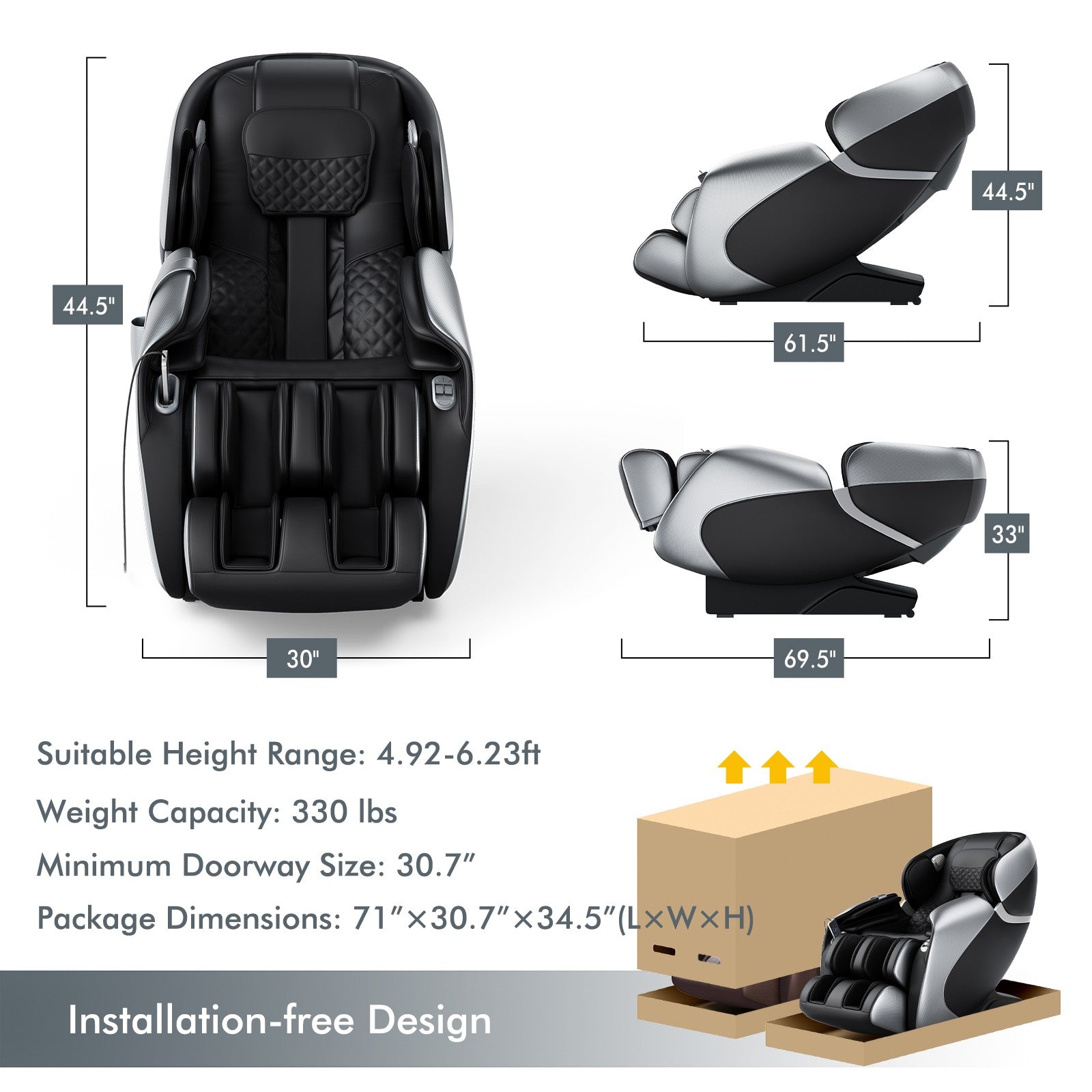 SL Track Full Body Zero Gravity Massage Chair W/ Voice Control Heat Foot Roller