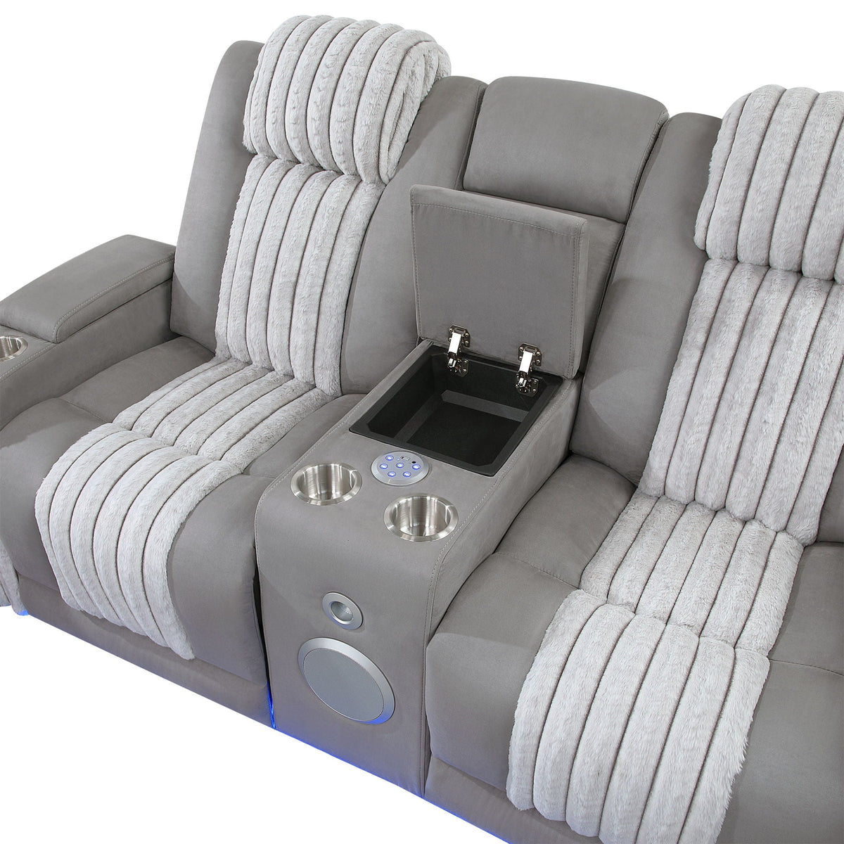 Power Reclining Loveseat with Bluetooth Speaker and Power Headrest - Black, Dark Brown, Dark Gray
