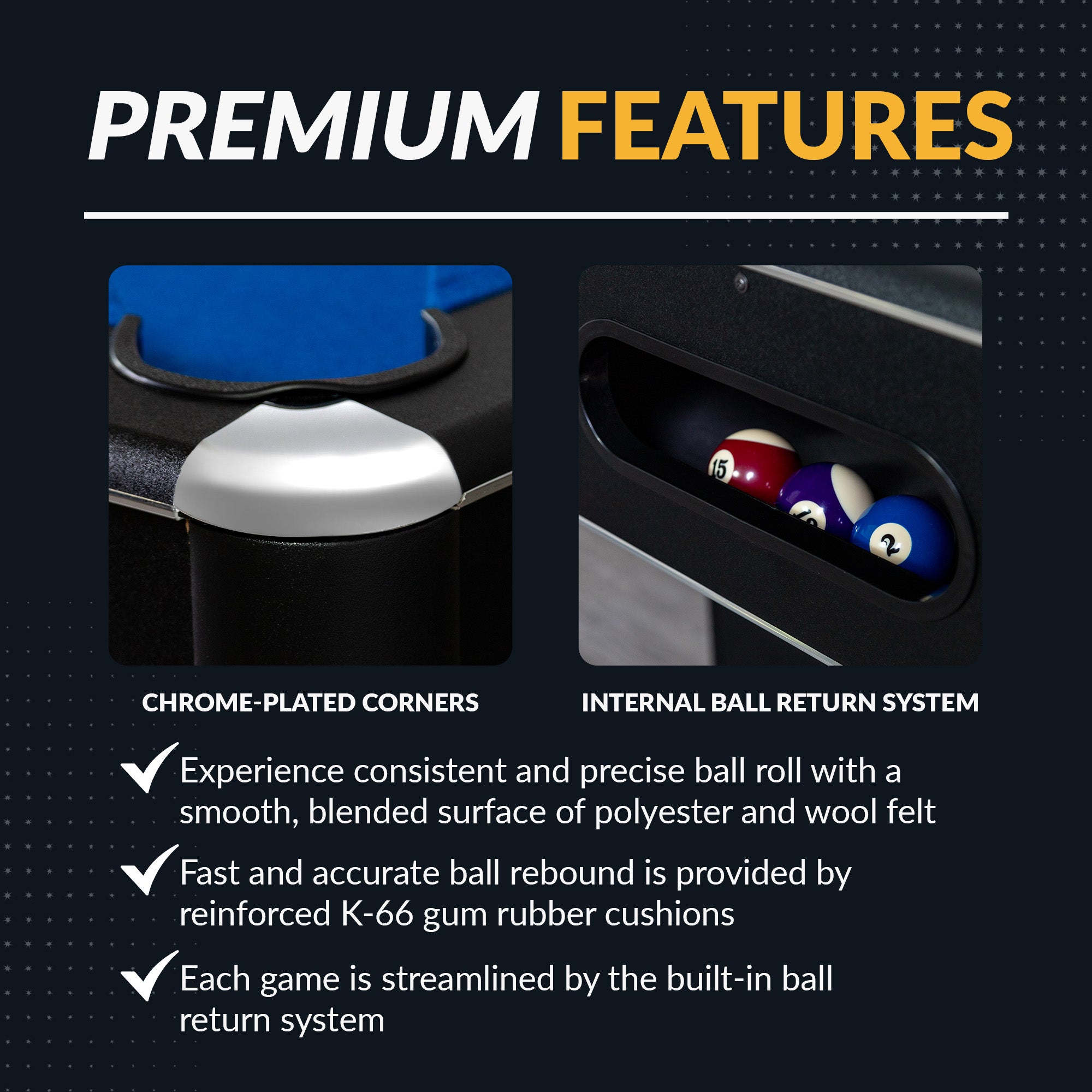 Hustler 7-ft Pool Table with Ball Return - Black with Blue Felt