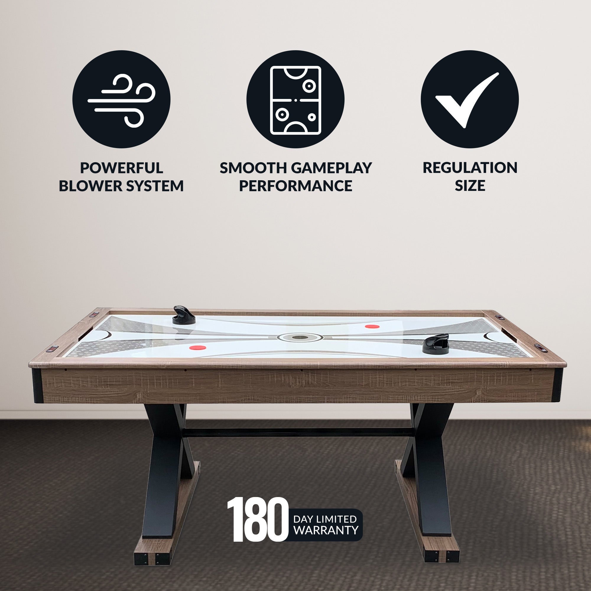 Excalibur 72-in Air Hockey Table with LED Scoring and Table Tennis Top