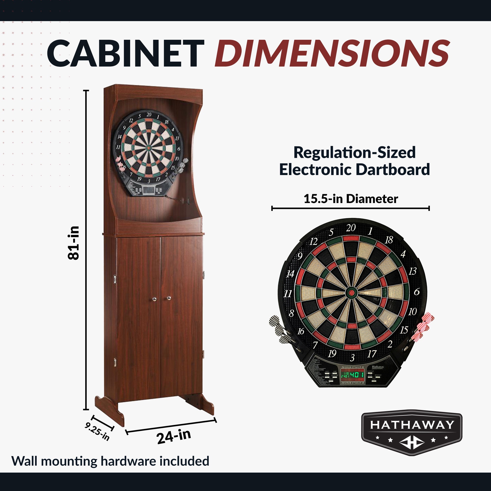 Outlaw Electronic Dartboard and 81-in Free-Standing Cabinet - Cherry Finish