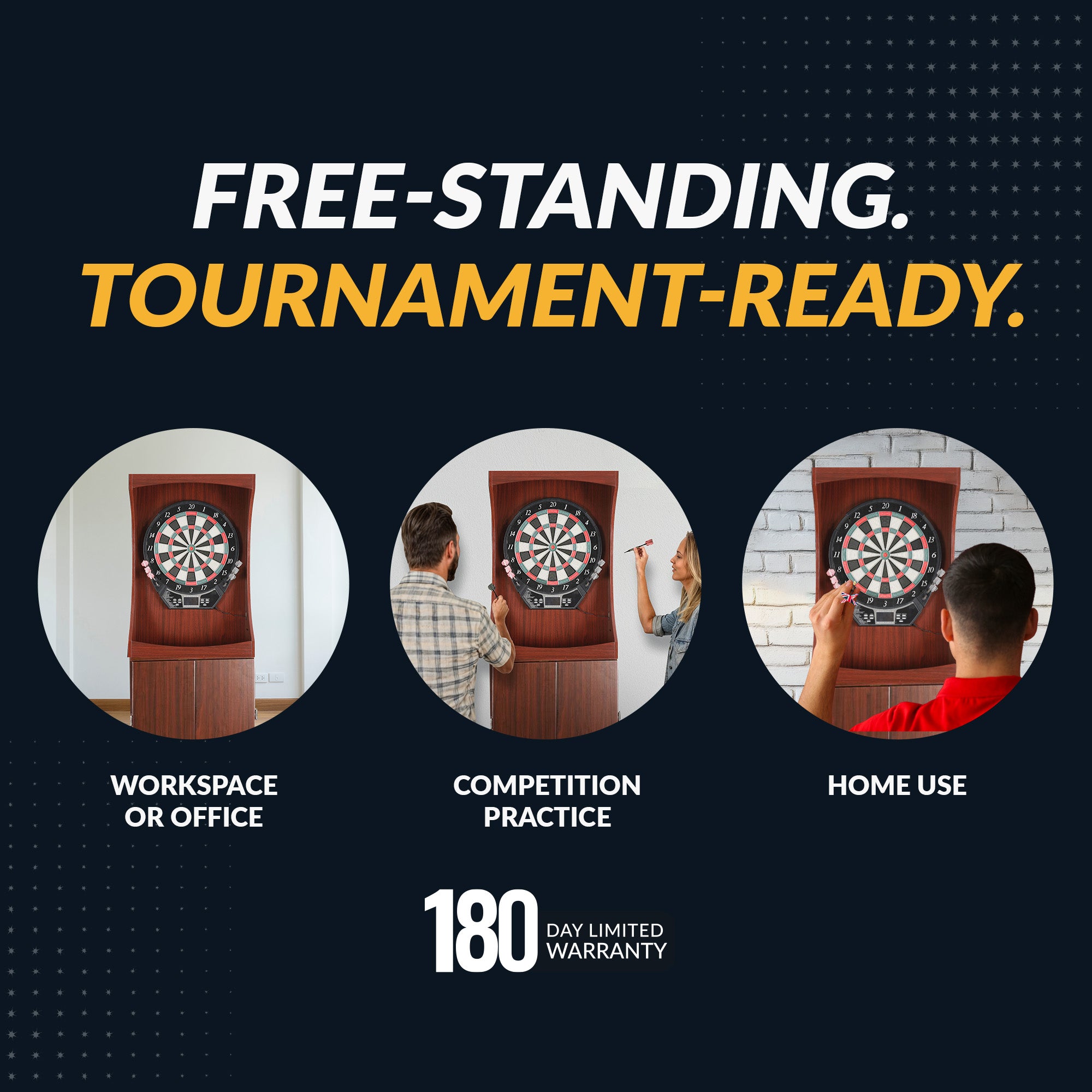 Outlaw Electronic Dartboard and 81-in Free-Standing Cabinet - Cherry Finish