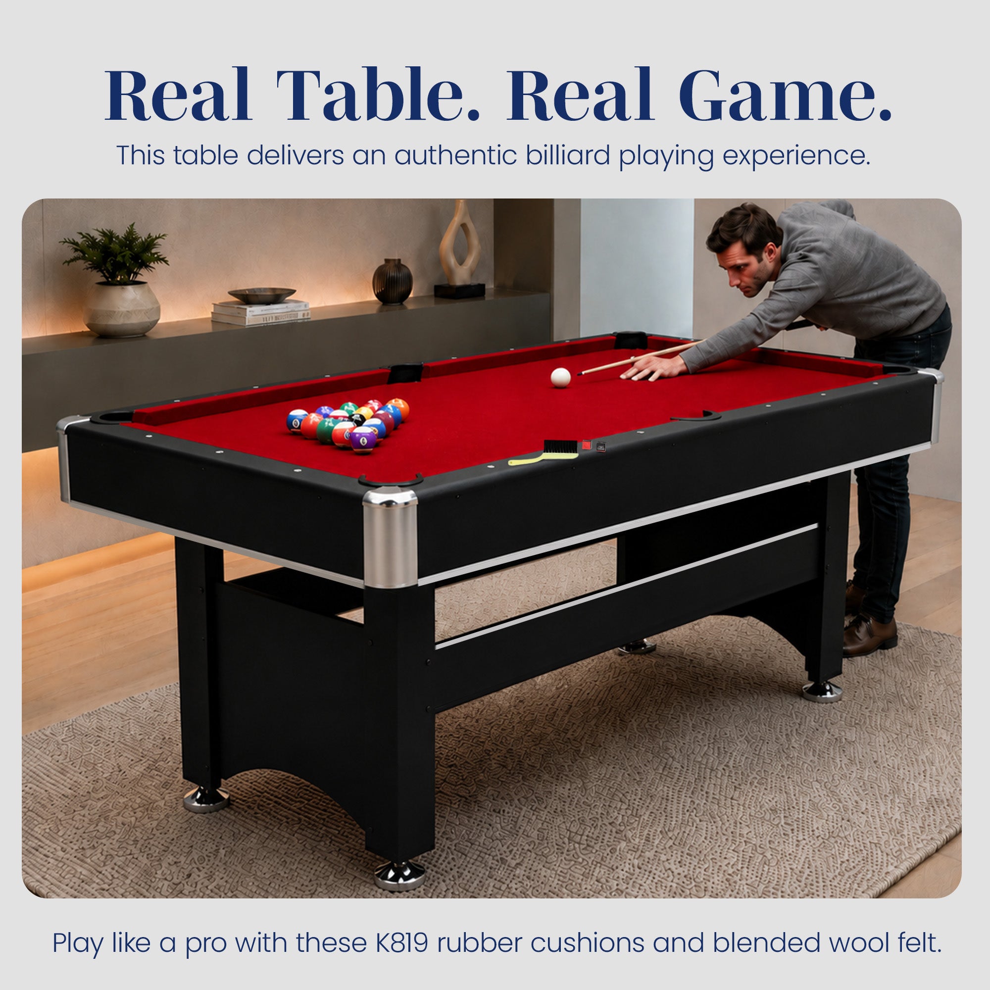 Spartan 6-ft Pool Table with Table Tennis Top - Black with Red Felt