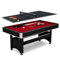 Spartan 6-ft Pool Table with Table Tennis Top - Black with Red Felt