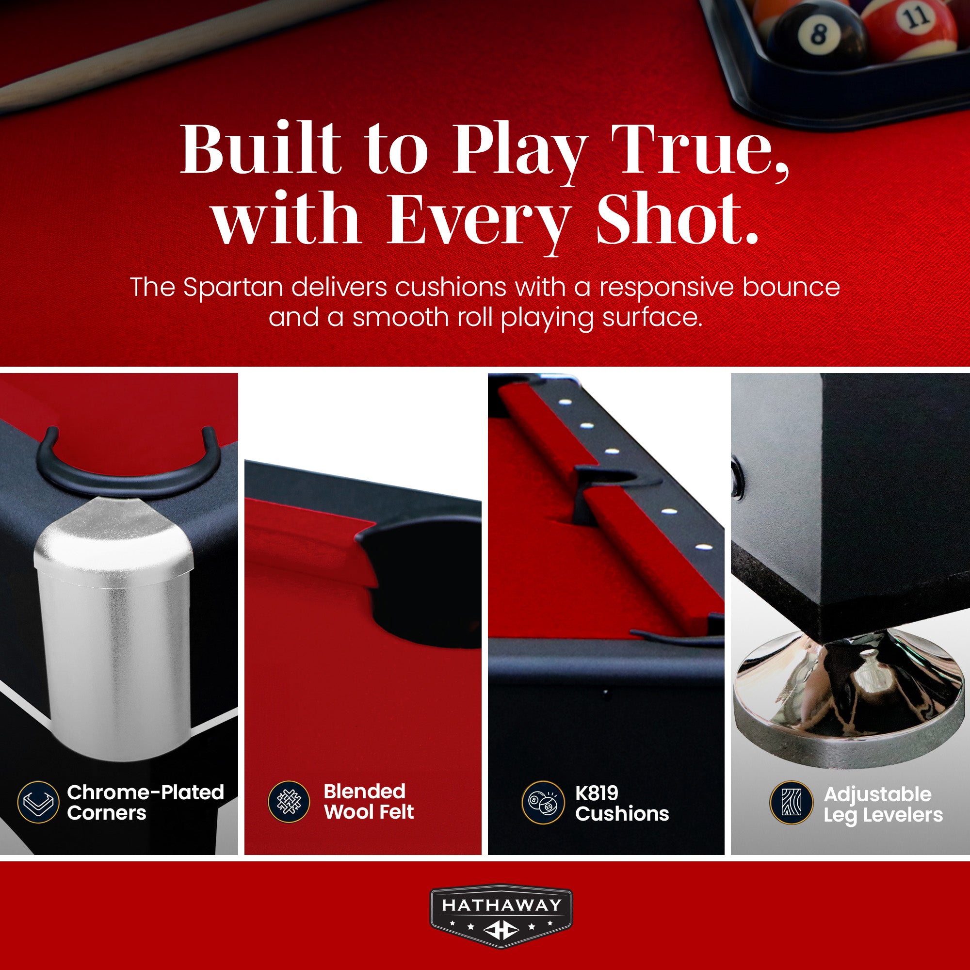 Spartan 6-ft Pool Table with Table Tennis Top - Black with Red Felt