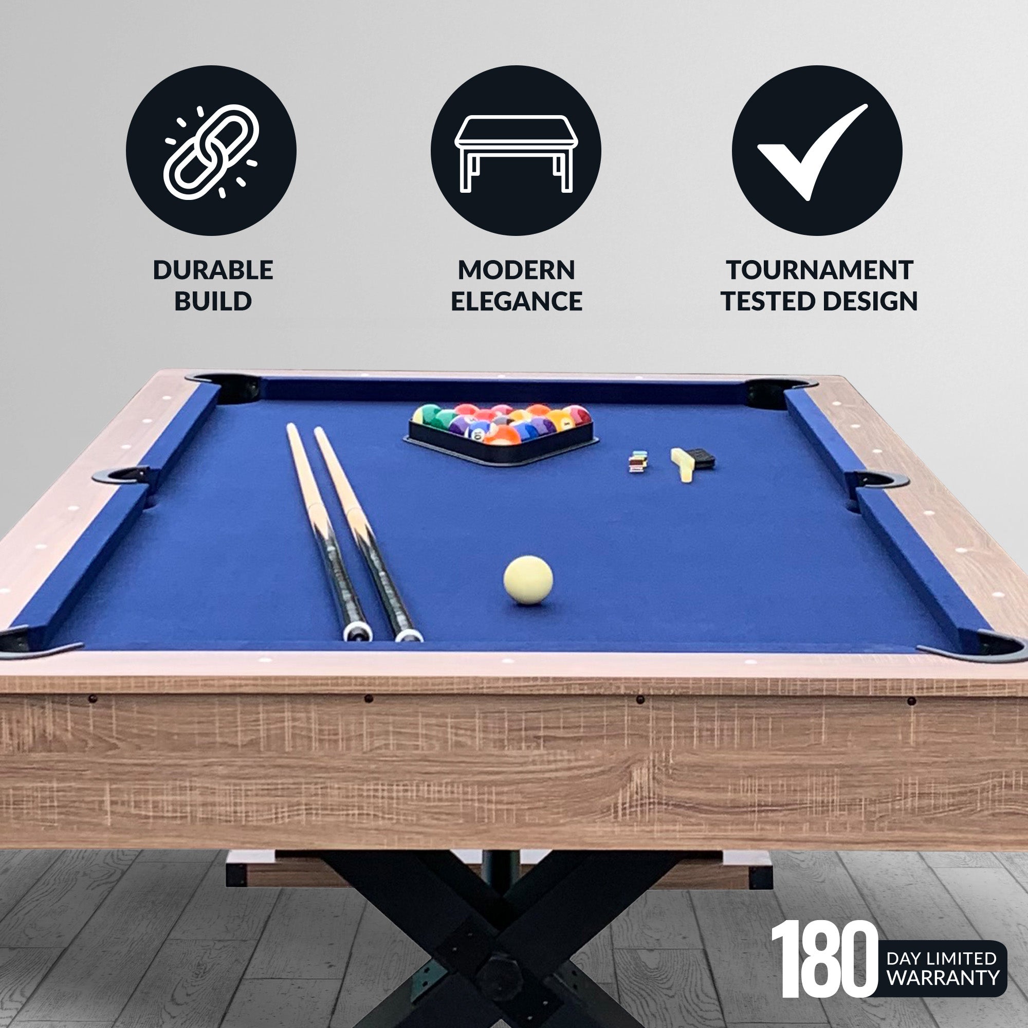 Excalibur 7-ft Pool Table - Driftwood Finish with Blue Felt
