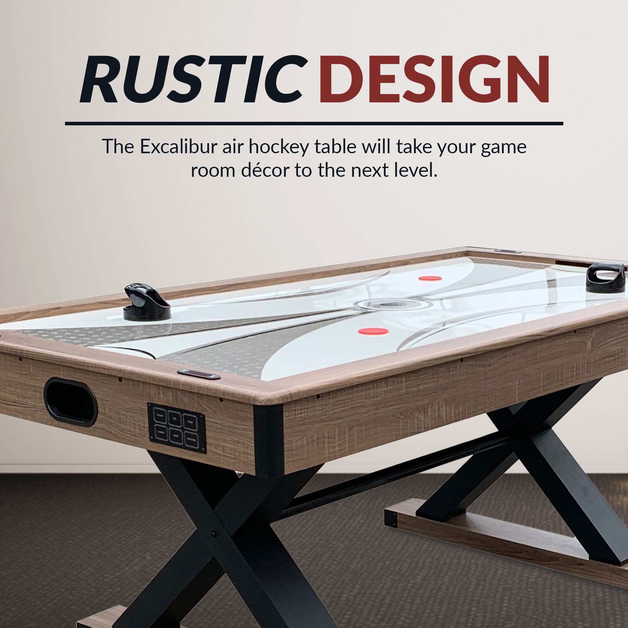 Excalibur 72-in Air Hockey Table with LED Scoring and Table Tennis Top