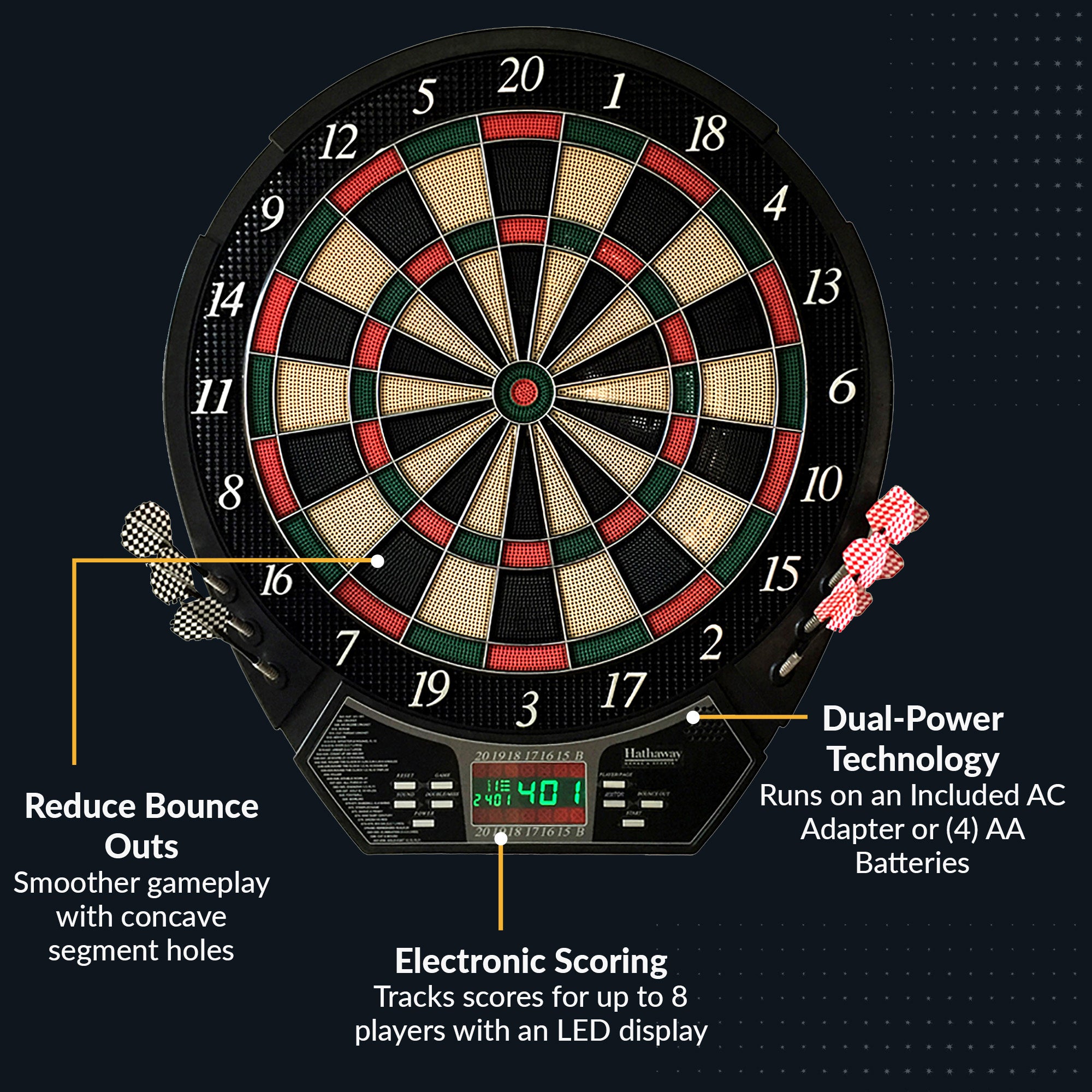 Outlaw Electronic Dartboard and 81-in Free-Standing Cabinet - Cherry Finish